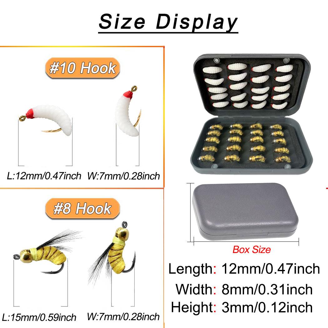 24 шт./коробка 2 смешанных стиля насекомое приманка Humpy Fly/Worm искусственная приманка — фото 15
