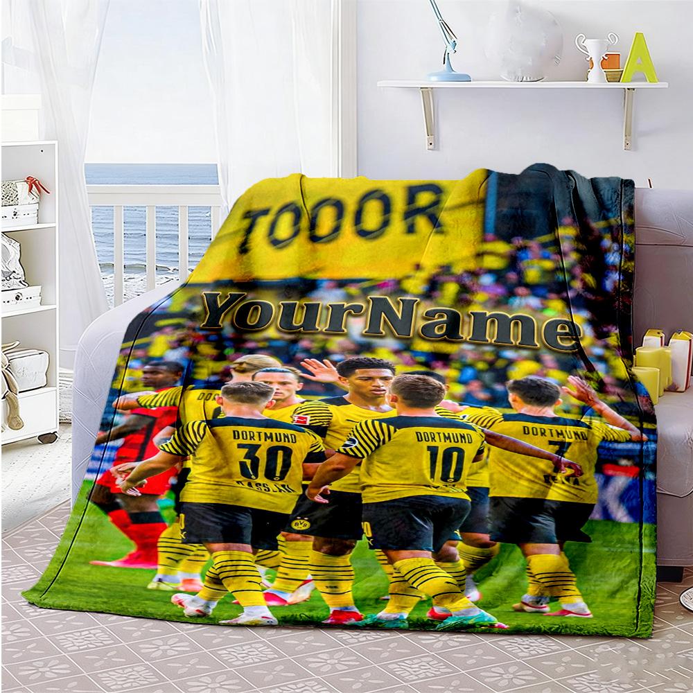 Borussia Dortmund Customize Text Blanket Lightweight Customizable Blanket Warmthful Decor Great for Office Couch Bed Living Room Ideal for All Seasons