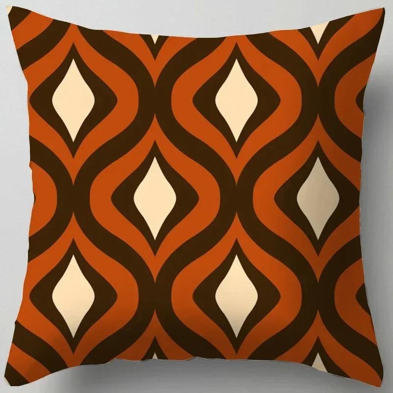Housse De Coussin Pour Canapé, Décoration Moderne Pour La Maison, Salon, Bureau, Taie D'oreiller Géométrique Orange