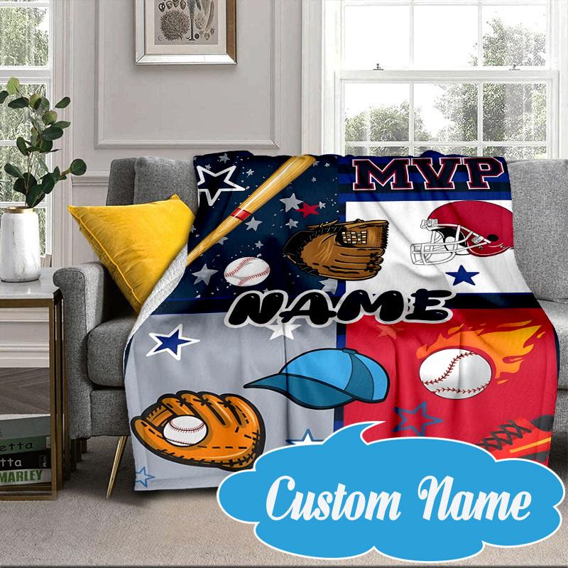 Custom Name Play Basketball Blanket Bed Sofa Blanket Flannel Blanket for Camping, Hiking, Picnic Essentials,gift for Fan Family