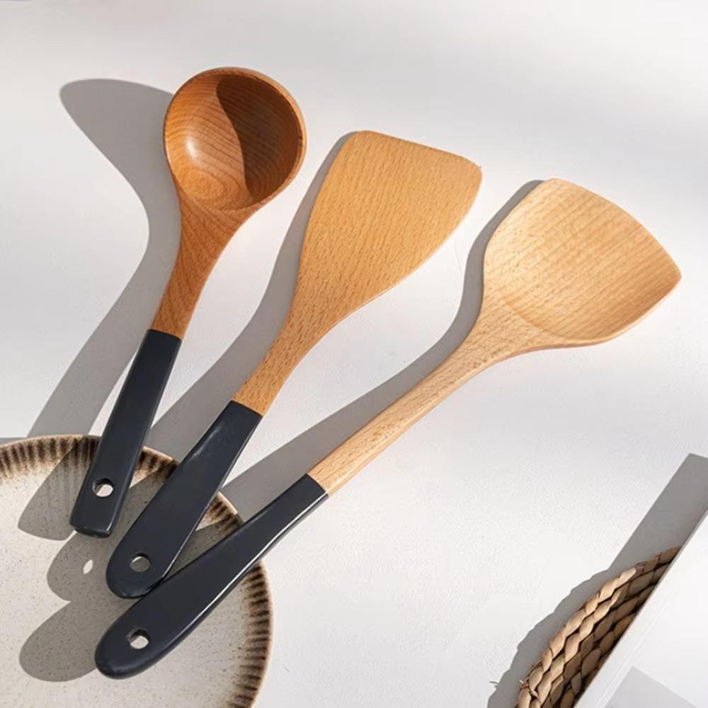 3/5 Pcs Long Handle Kitchen Spoon Spatula Set Non-stick Cooking Utensil Set  Stir-fry