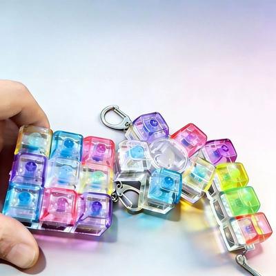 DIY LED Toetsenbord Fidget Sleutelhanger 9 Toetsen Klikknop Stressverlichting Sleutelhanger voor Volwassenen Bureau Vinger Oefening Toetsenkap