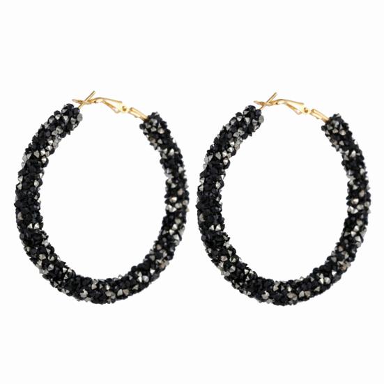Fashion Women Circle Shape Rhinestone Inlaid Statement Hoop Earrings Jewelry