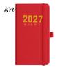 Leather Bound Journal 2027 Daily Planner with PU Cover, A6 Pocket Size Weekly Planning Notepad Agenda, Portable Notebook Pen Holder for Efficient Time