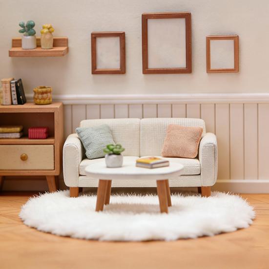Mini Ev Kilim, 1:12 Ölçekli Minyatür Peluş Yuvarlak Halı, Döşeme Aksesuarları için Küçük Bebek Evi Zemin Matı, Mikro Peyzaj Dekorasyonu