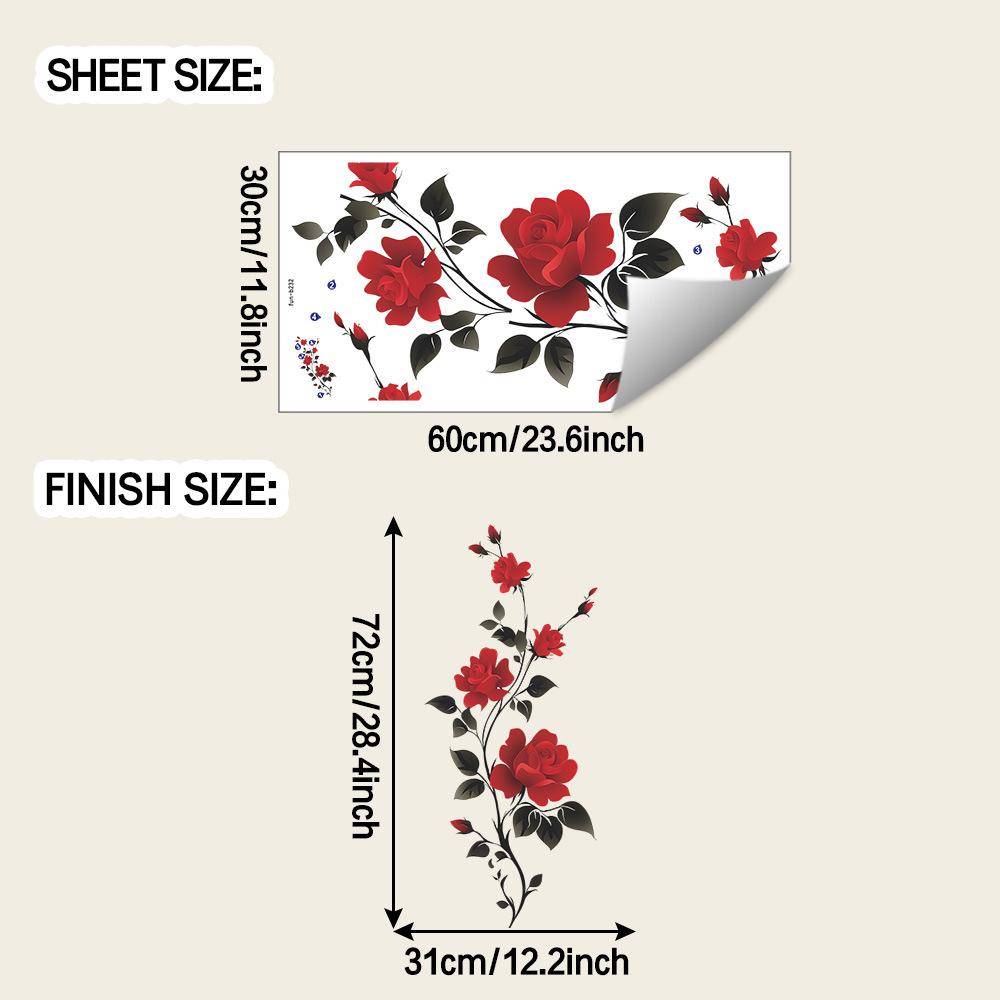 

Painted Retro Rose Branch Wall Decoration Stickers for The Bathroom