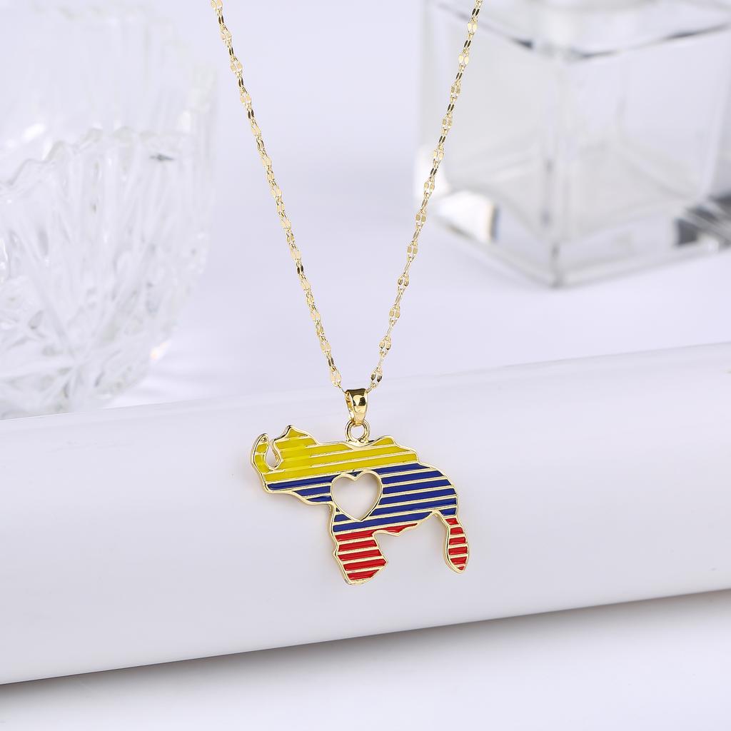 New Classic Venezuela Dominica Mexico Map Flag Pendant Necklace For Men Women Party Festival Ethnic Gold Color Jewelry Gift