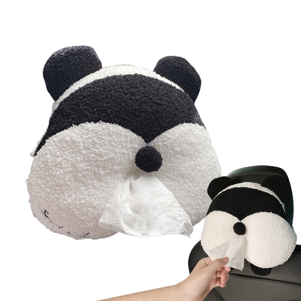 Držák na kapesníky do auta Roztomilý držák na kapesníky do auta Plyšová panda Krabička na ubrousky Pouzdro na ubrousky Opěrka hlavy na zadní sedadlo Organizér na kapesníky Auto Dekorace se zvířaty