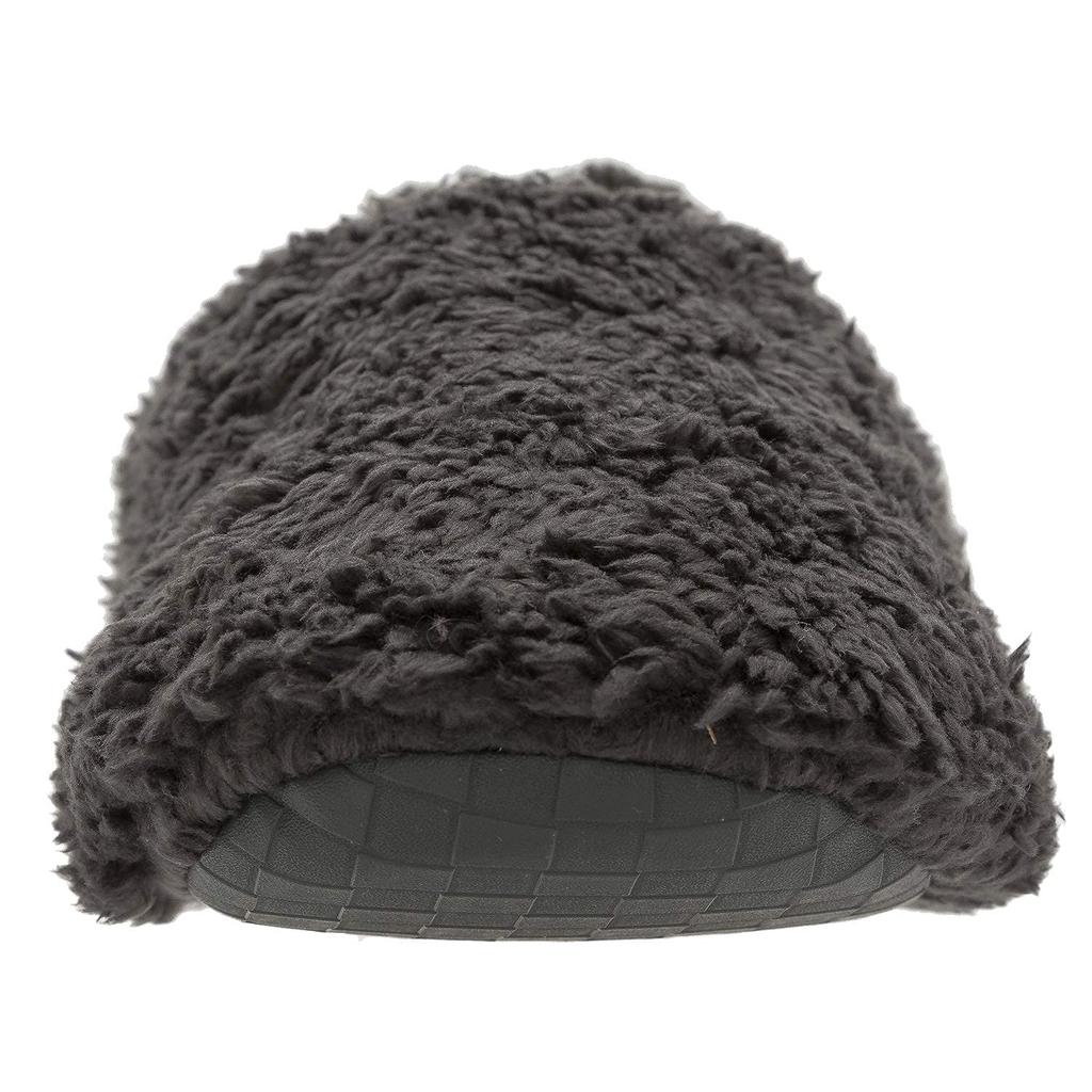 Warm Room Slippers with Carbon XXL [mianshe] Heels, Unisex, Fluffy, Lightweight, Washable, Black,
