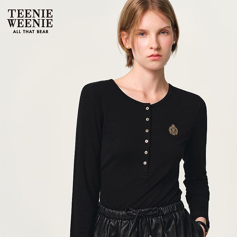 Teenie Weenie T-shirt da donna a maniche lunghe con stampa di orso e lettere