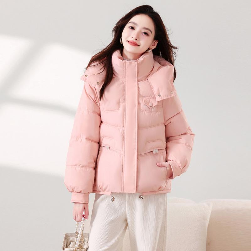 Thickened and loose hooded cotton-padded clothes for women, short men, winter new large-size bread clothes, cotton-padded jackets, and cotton-padded
