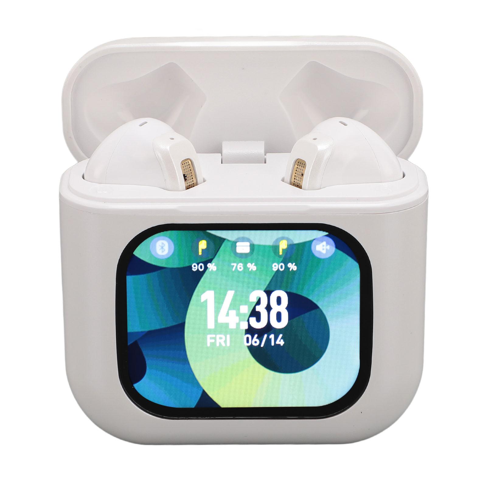 

Беспроводные наушники с сенсорным экраном, зарядный футляр, полувкладыши, ENC, шумоподавление, тип C белый