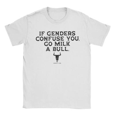 Wenn dich die Geschlechter verwirren, geh und melke einen Stier – Herren-T-Shirts, cooles Kurzarm-Shirt mit Rundhalsausschnitt, 100 % Baumwolle, Geschenkidee, Kleidung