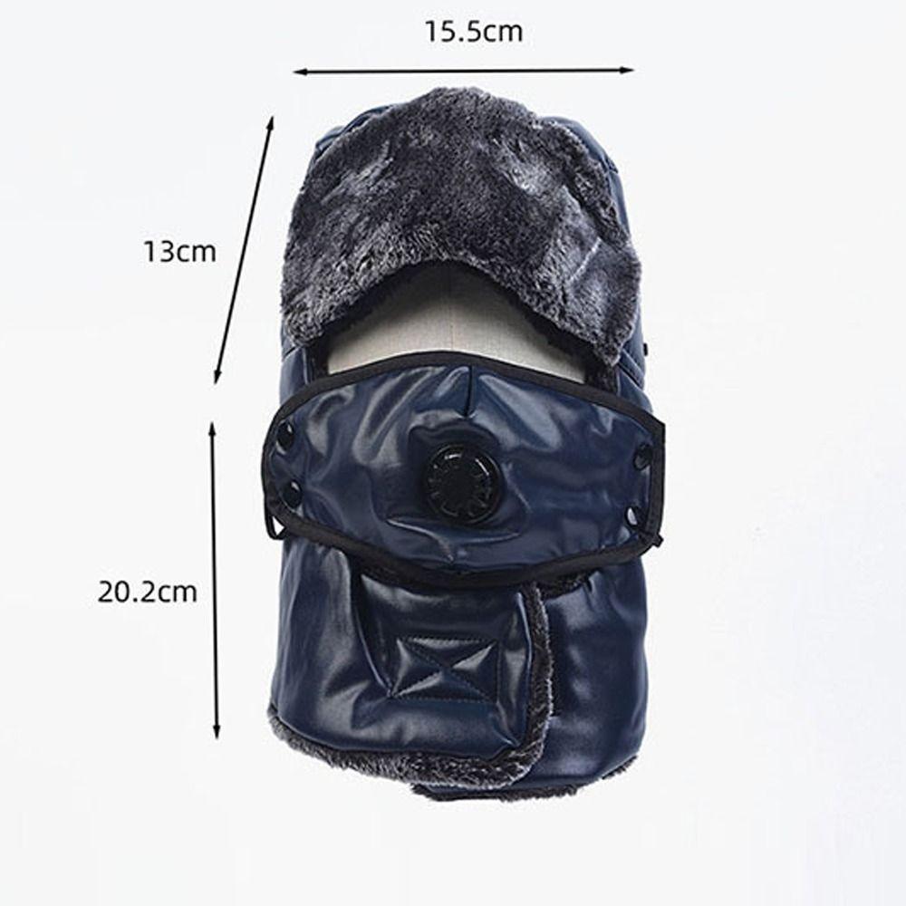 Fashion Winter Mask Hat PU Leather Detachable Scarf Hat One-Piece Rainproof Windproof Pullover Hats