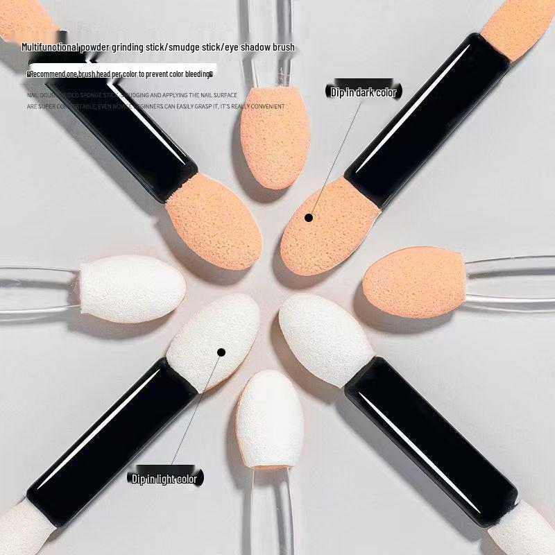 Aurora Mirror Nail Art Blending Stick - Double-Ended Sponge & Eyeshadow Brush, Disposable Makeup Tool