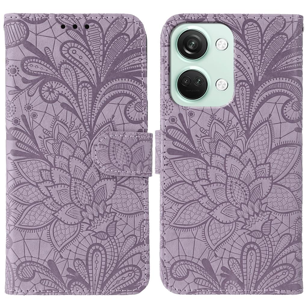 For OnePlus Nord 3 5G Case Lace Flowers PU Leather Flip Wallet Phone Cover