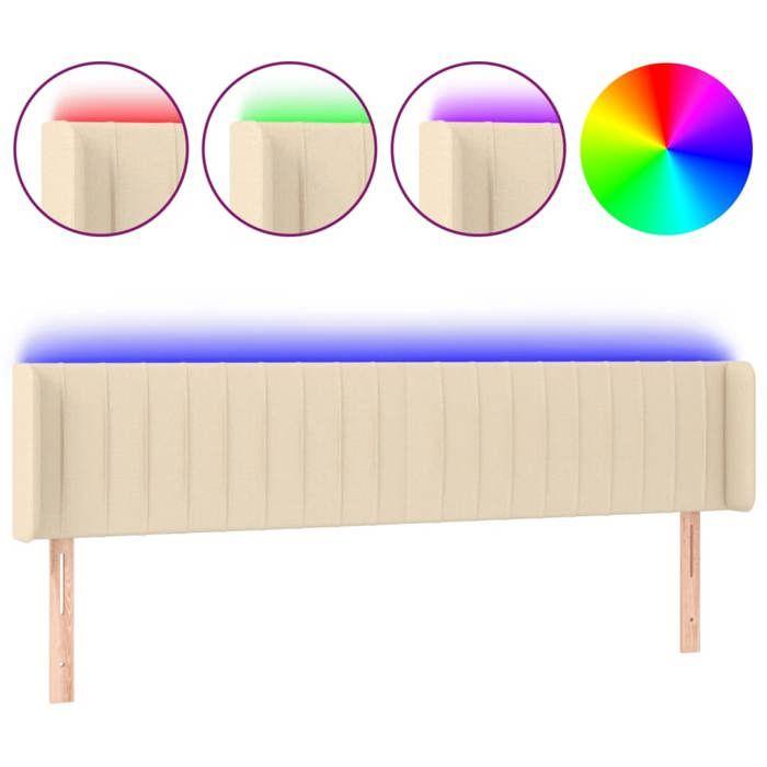 VidaXL Tête de Lit à LED Meuble de Chambre à Coucher Accessoire de Lit Double Tête de Cadre de Lit Intérieur Crème 3123501