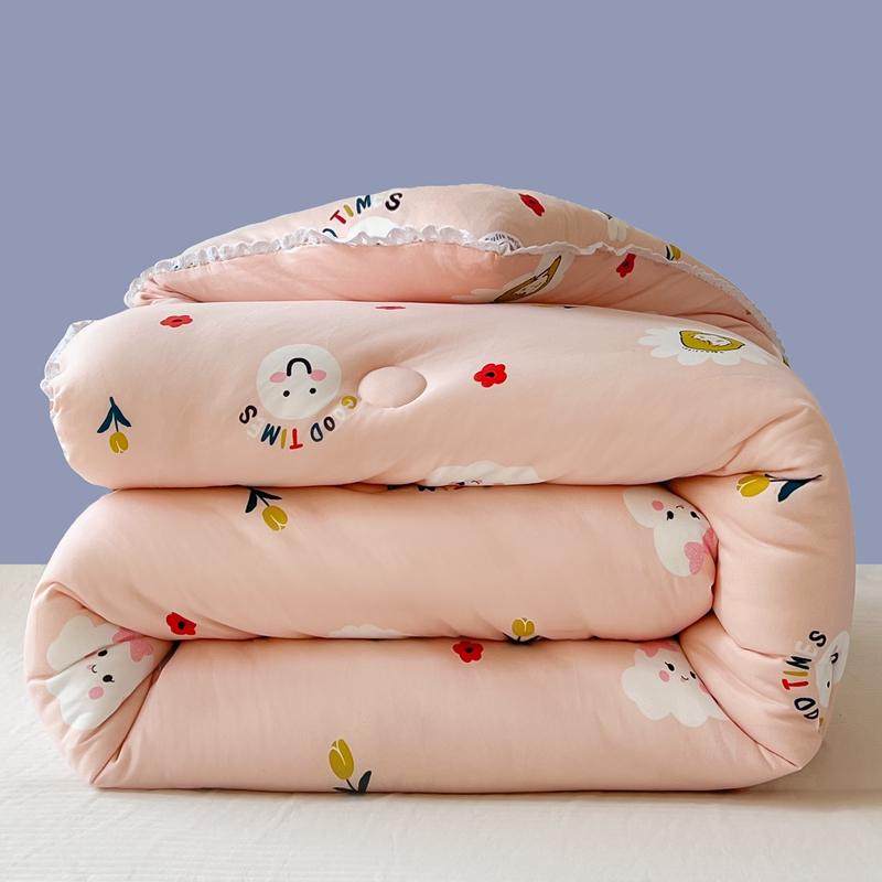 All-Season Cute Cartoon Print Comforter Adults Children Thick Warm Winter Quilts Single Double Size Soy Fiber Soft Quilt for Bed