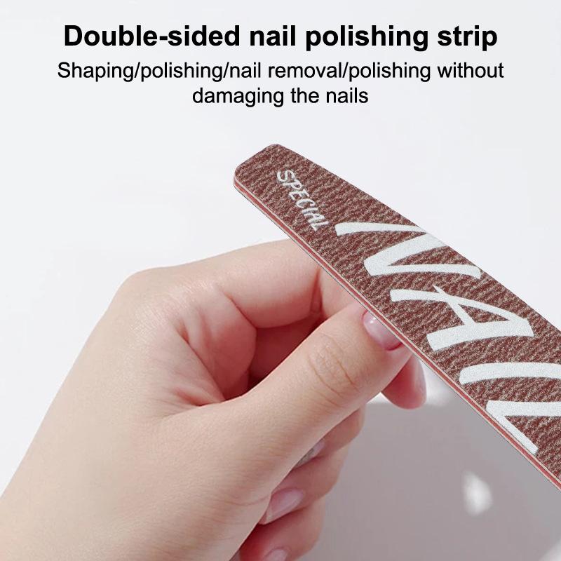 Pro Manicure Nail Files Dual Sided Nail Care Tools Buffing Sanding Halfmoon Shapes Nails Washable 100/150/180/240 Grit