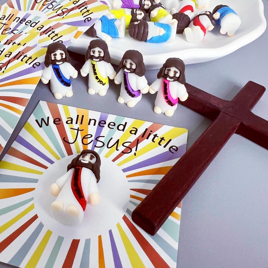 

5 Sets Mini Jesus Figures Hug Cards Vibrant Easter Decorations Religious Party Bulk Gifts for Expressing Care Ideal for Long Di United States