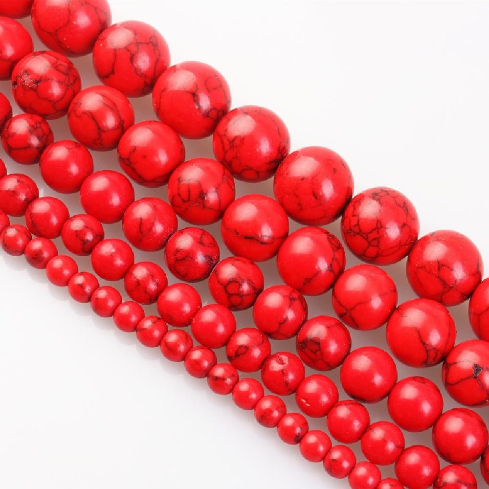 

Кораллово-красный бирюзовый камень натуральные круглые бусины нить 15 дюймов гладкие свободные бусины-разделители 4/6/8/10/12 мм для изготовления ювелирных изделий DIY браслеты аксессуары Dia 6mm