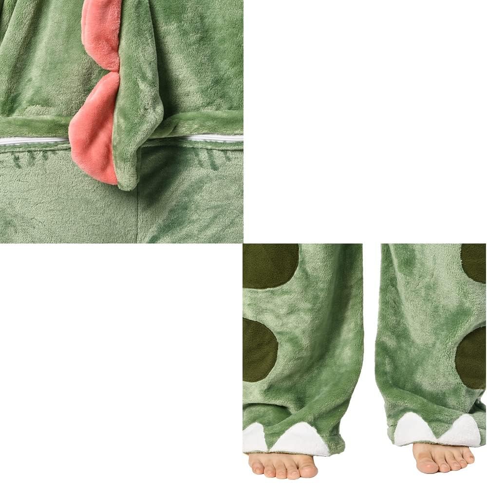 OLAOLA Dinosaur Kigurumi Pajamas for Animal Fluffy Winter Cute Loungewear for Warm and Warm for Cold Weather Flannel Material Size S Adults, Cosplay,