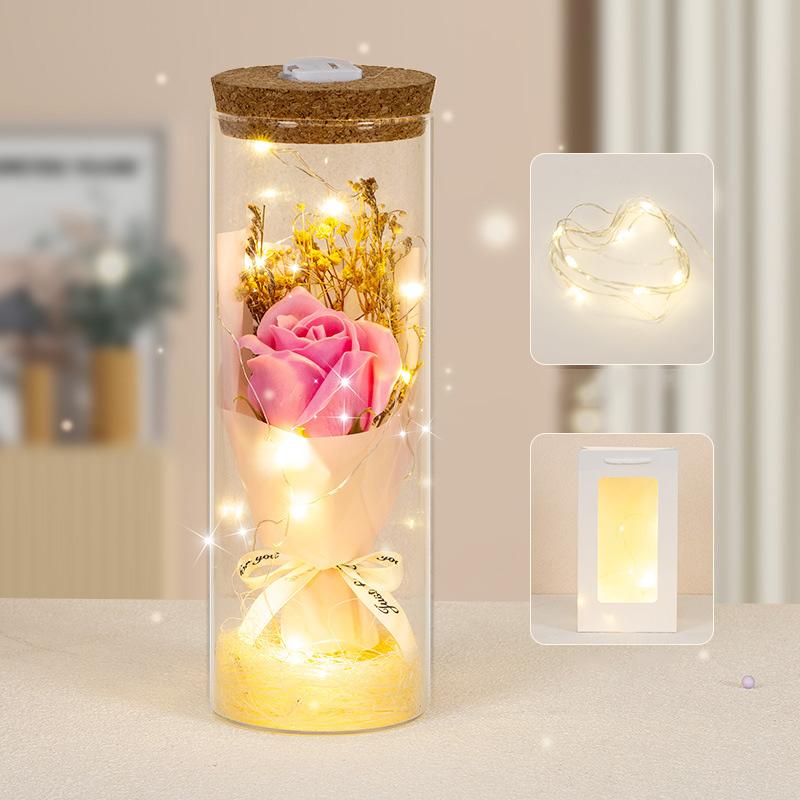 1PC Mode Ewige Blume Geburtstag Geschenk LED Valentinstag Home Decor Künstliche Blume