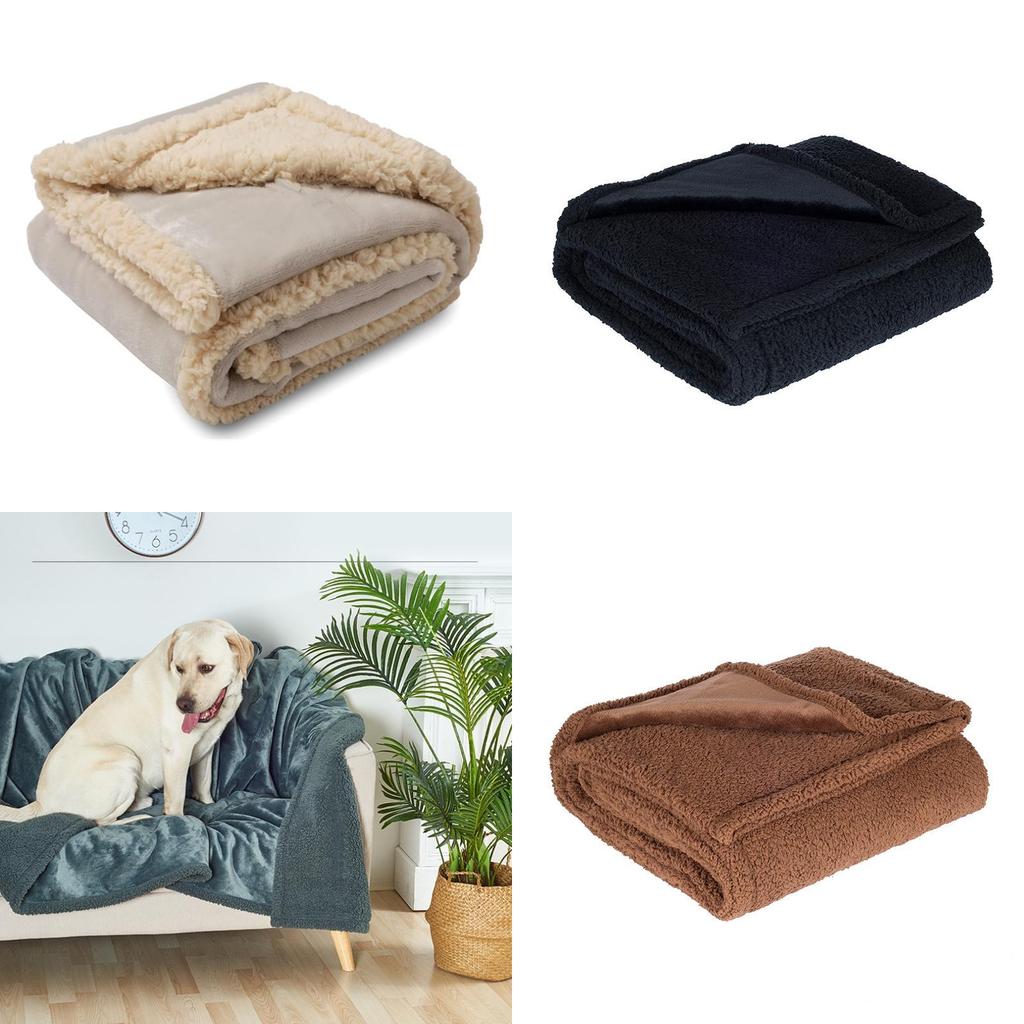 Durable Waterproof Pet Blanket Thick Flannel Plush Sherpa Design Perfect For Dog Beds And Lounging