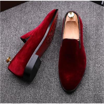 Ανδρικά Casual Μαύρα Βελούδινα Παπούτσια Φλατ Slip-on Παπούτσια Φόρμας Casual Μυτερή Μύτη Μονόχρωμα Γάμος Λόφερ Μεγάλο Μέγεθος 38-44