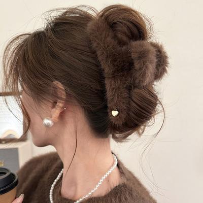 Plush Hair Clip Autumn Winter Woman Hair Accessories Large Shark Clips  Girls Headwear Korean Female Headdress