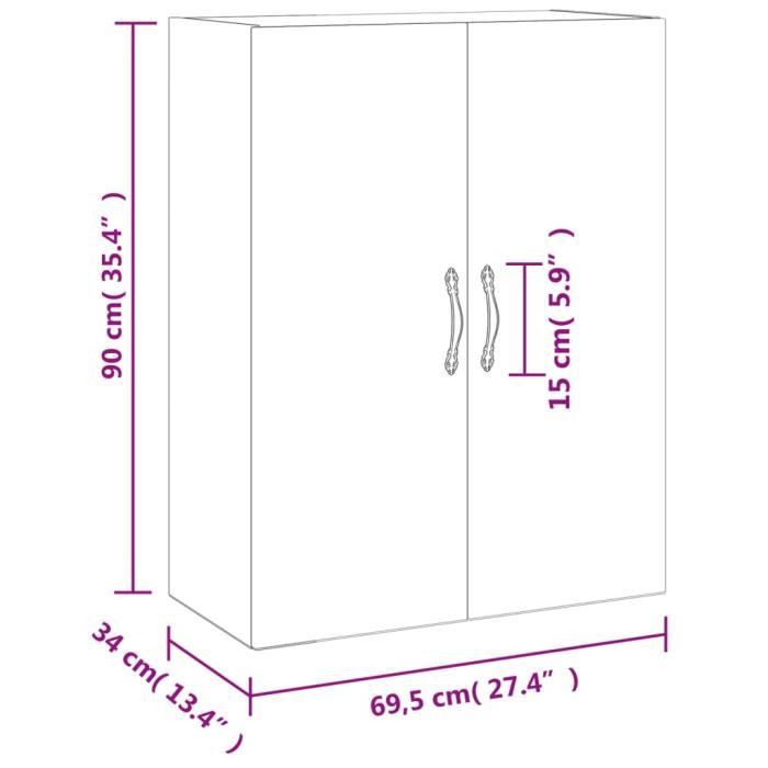 VidaXL Armoire murale sonoma gris 69,5x34x90 cm bois d'ingénierie 834984
