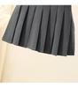 Women's Pleated Midi Skirt: 2024 Slimming High Waist A-Line for Spring & Autumn, Anti-Exposure in Black/Grey