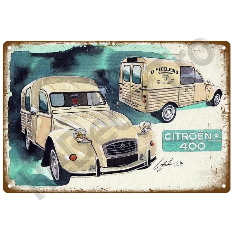 

2CV Citroen Retro Декоративный Дом Металлическая Вывеска Плакаты На Стене Жестяная Вывеска Винтажный Плакат Декор Настенное Искусство Украшение Комнаты 20 x 30cm