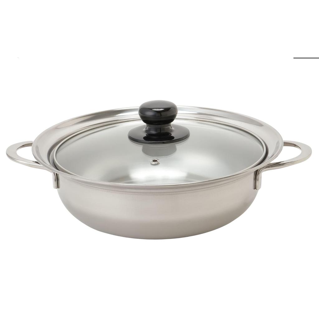 Maruyama Giken Tabletop Pot 23cm with Glass Lid, IH and Gas Stove Compatible, Double-Handled Pot, Made in Japan (Tsubame-Sanjo), Rejuura RE-614