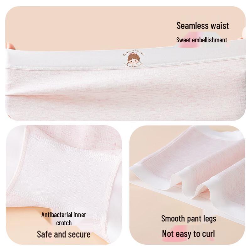 Langsheng Girls' Pure Cotton Underwear 4-Pack