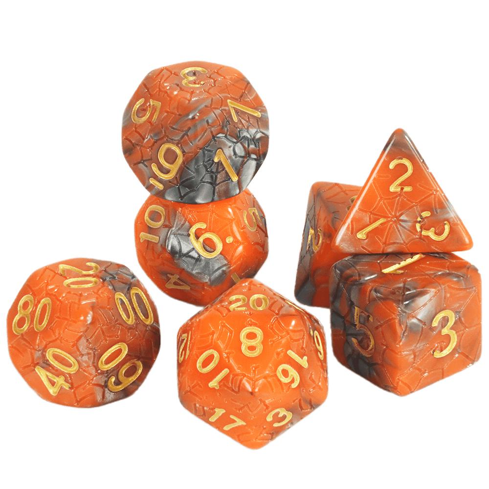 Sada mnohostěnných kostek 7ks Míchání barevných kostek s pavučinou pro deskové hry DND a deskové hry na hrdiny
