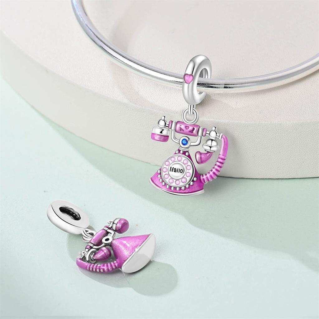 New 925 Silver Plated Time Machine Time Travel Clock Charms Beads Fit 3mm 925 Bracelets DIY Jewelry Birthday Gift