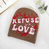Cap Knit Unisex With Letter And Heart Embroidery Design For Fall Fashion Street
