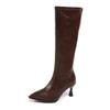 2026 autumn and winter new pointed side zipper women's boots thin high heel women's large size high knight boots