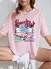 Summer Fashion T-shirt for Women Beach Club Printing Tees Shirts Comfortable O-Neck Oversize Short Sleeve Street Clothes