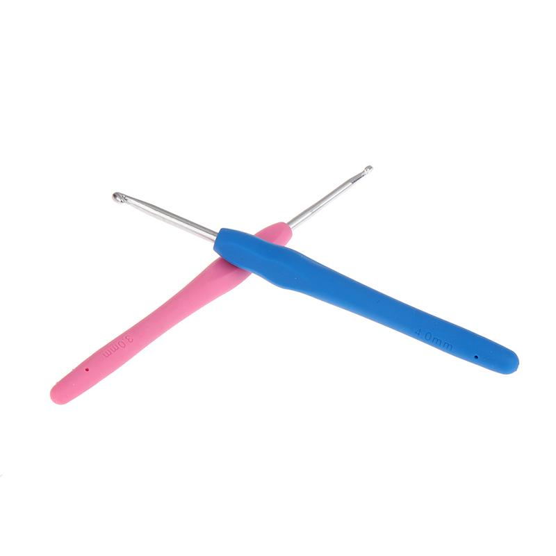 1Pc 2.0-6.0Mm Hand Knit Rainbow Soft Handle Crochet Rubber Handle Crochet Craft Yarn Sewing Tools Knitting Needles