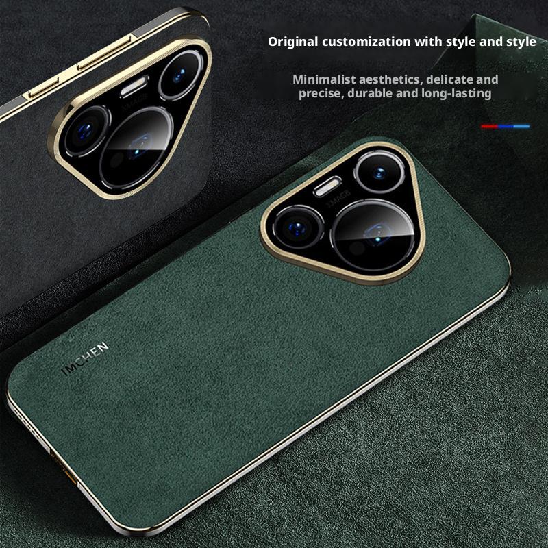 Luxury Premium Genuine Leather Phone Case For Huawei Pura 80 70 Pro Pro+ Ultra Lens Protector Bracket Full Protection Cover