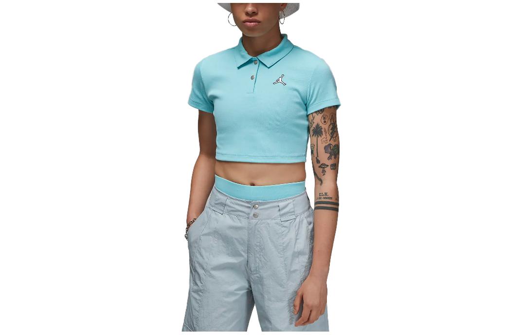 Jordan Crop Tops Women s Light Blue Lapel Moderate DZ3333-464 L