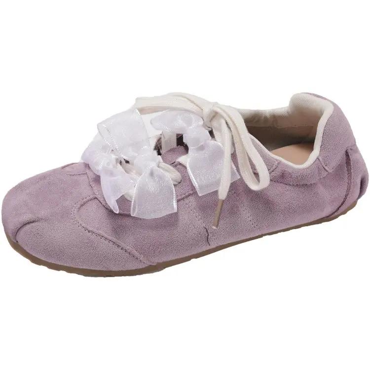 Fashion Fashion Sweet Bow Flat Casual Shoes 2025 Spring Ballet Style Fairy Fashion Shoes