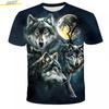 Men's Hipster Wolf 3D Printed T-shirt Summer Fashion Animal Pattern Short Sleeve Top Daily Holiday Round Neck Clothing