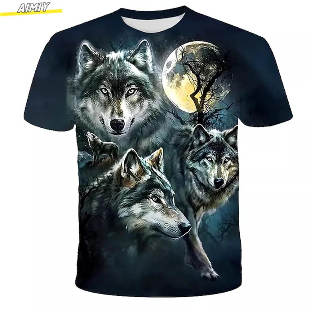 Men's Hipster Wolf 3D Printed T-shirt Summer Fashion Animal Pattern Short Sleeve Top Daily Holiday Round Neck Clothing