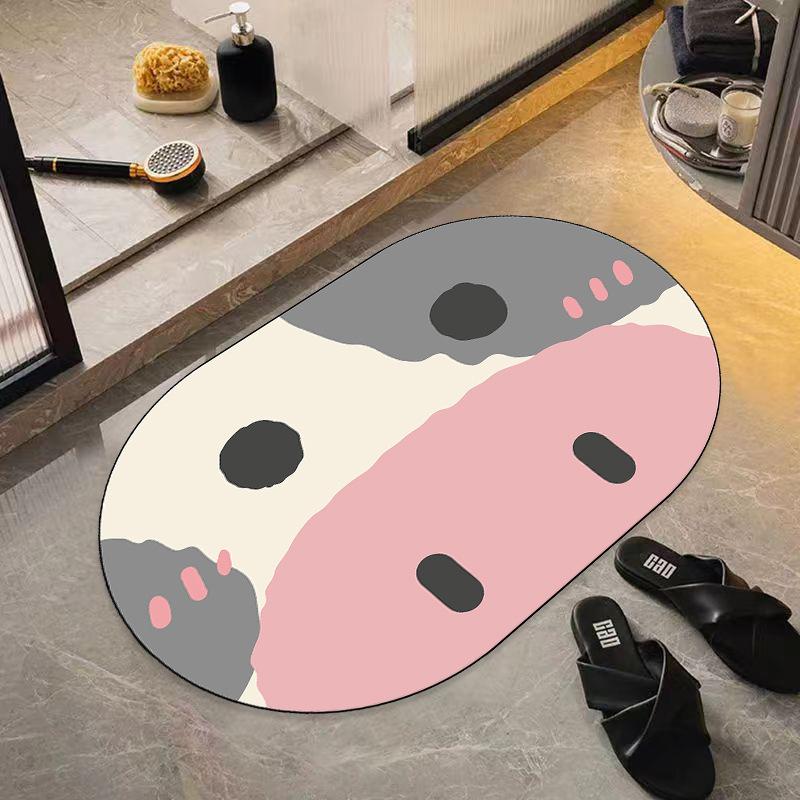 New Diatom Mud Mat Home Cartoon Carpet Toilet Moisture-wicking Foot Mat Easy To Clean Bathroom Mat Durable Durable