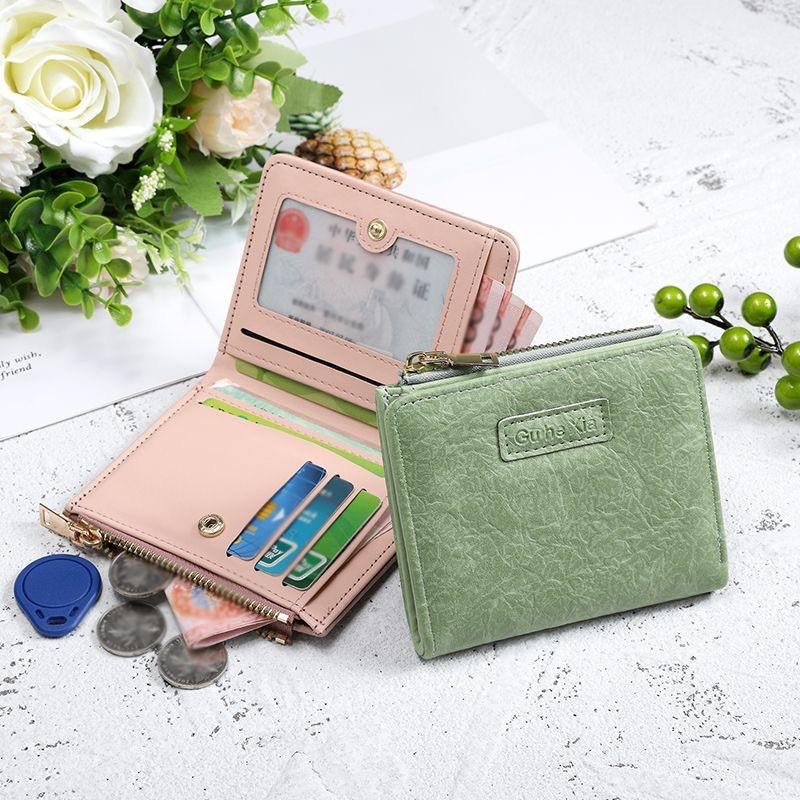 Womens Minimalist PU Leather Clutch Wallet Small Compact Multi-Functional Card Holder With Expansion Pocket