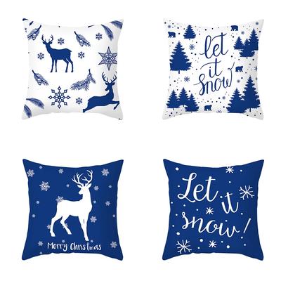 2024 Christmas Pillow Blue Geometric Cushion Cover Top Modern Nordic Decor  Ornament  Gift New Year Decoration