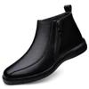 Men's Genuine Leather High-Top Zipper Ankle Boots with Velvet Lining – Warm, Casual, Cotton, Slip-On, Autumn/Winter.